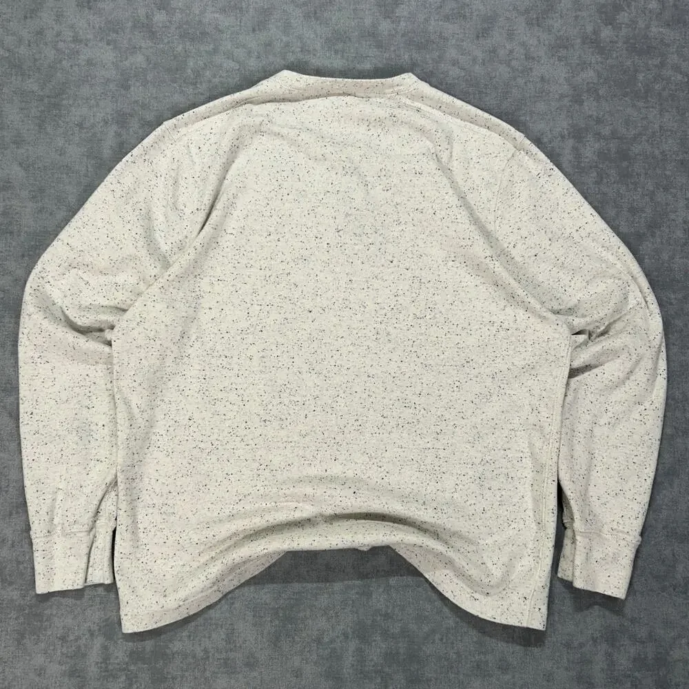 J Crew Oarsman speckled white Henley pullover heavyweight long sleeve mens XL